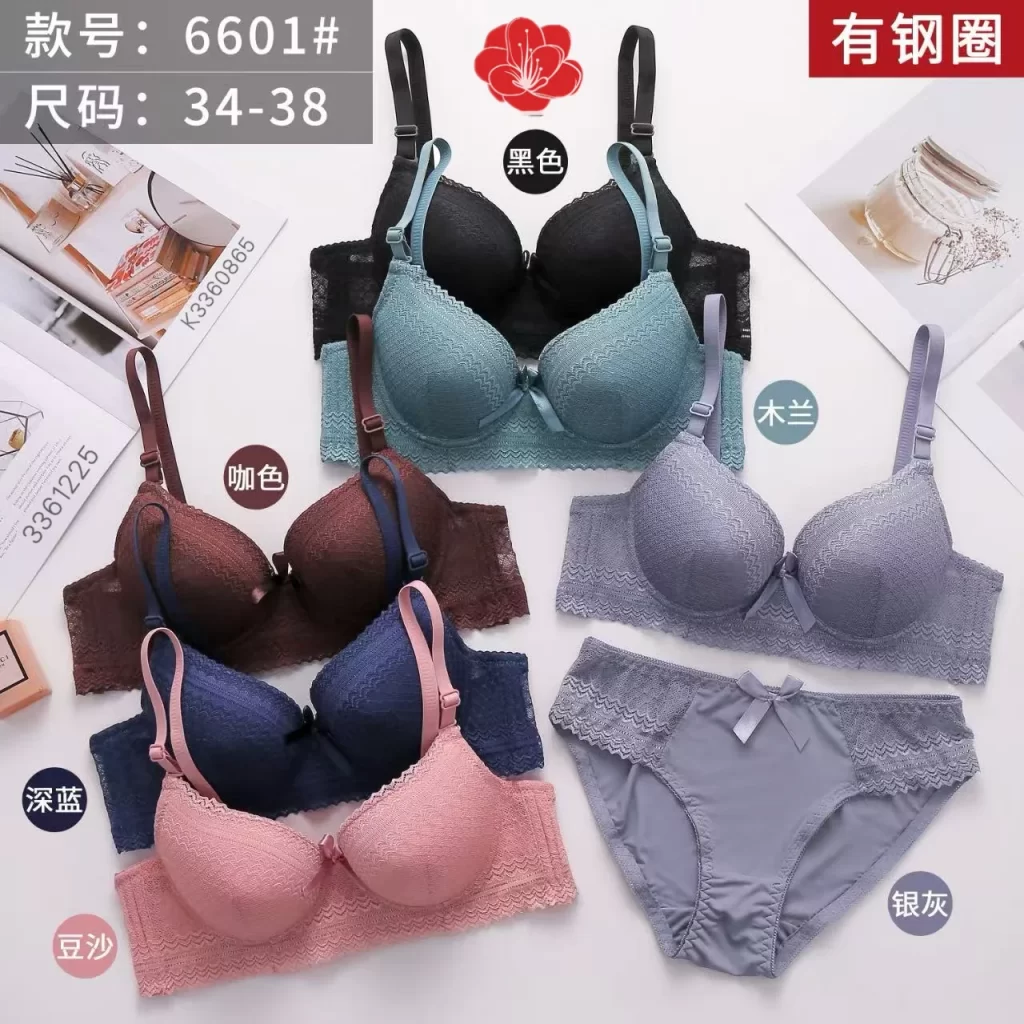 Wholesale Lace Trim Bra Set A Cup (6601) - China lingerie manufacturer & supplier