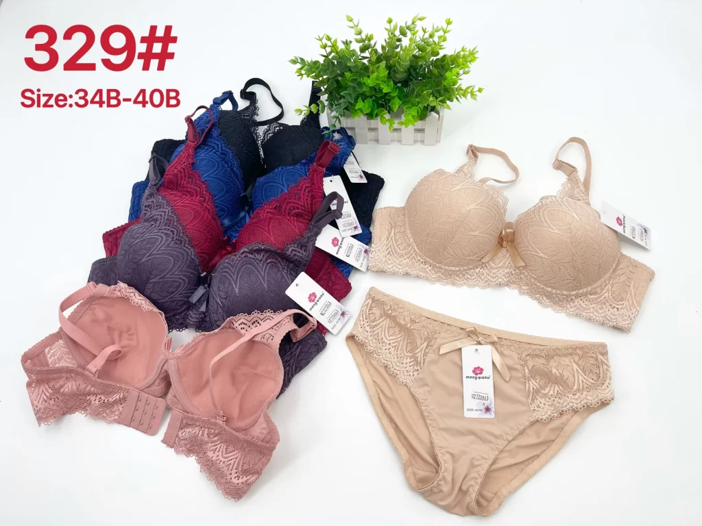 Wholesale Lace Trim Bra Set B Cup (329) - China lingerie manufacturer & supplier