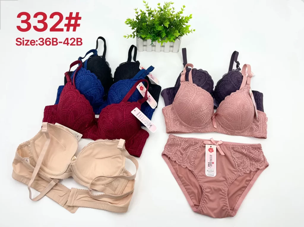 Wholesale Lace Trim Bra Set B Cup (332) - China lingerie manufacturer & supplier
