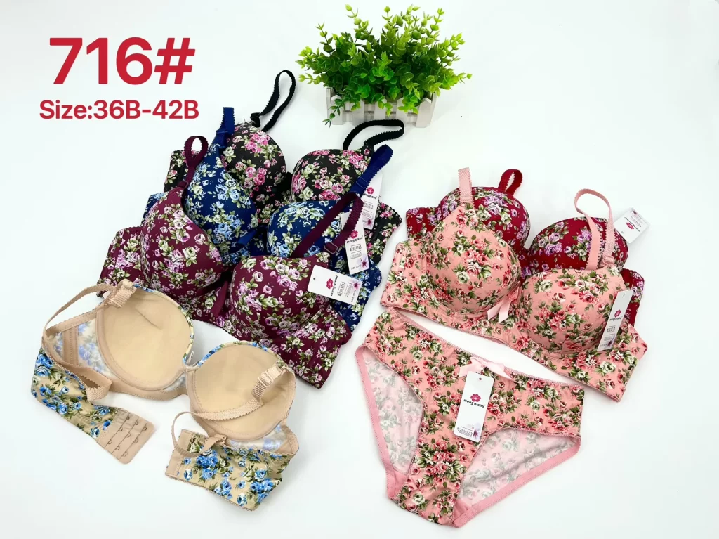 Wholesale Floral Print Bra Set B Cup (716) - China lingerie manufacturer & supplier