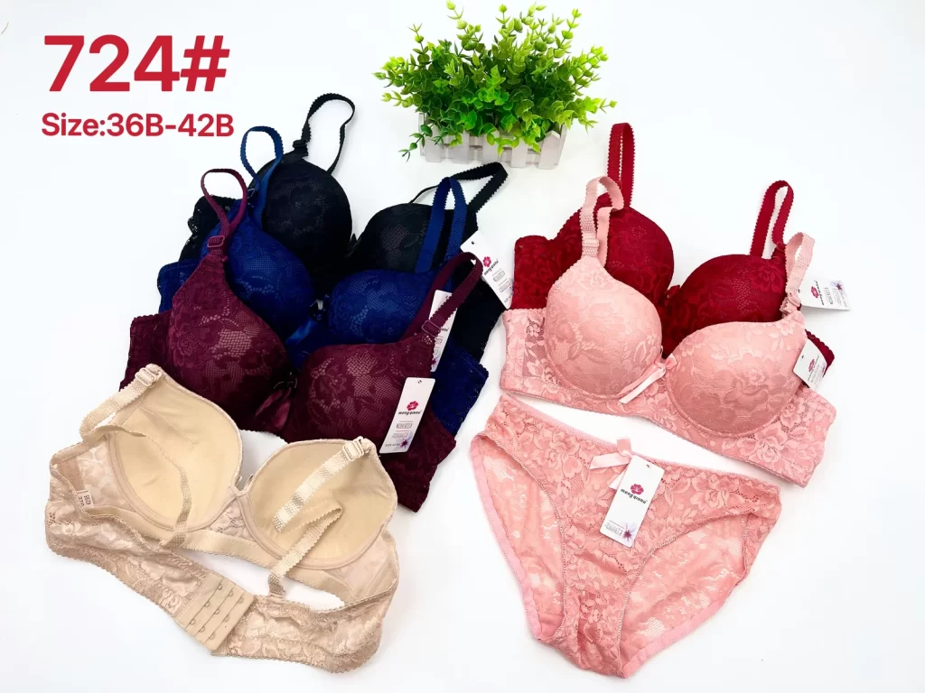 Wholesale Lace Trim Bra Set B Cup (724) - China lingerie manufacturer & supplier