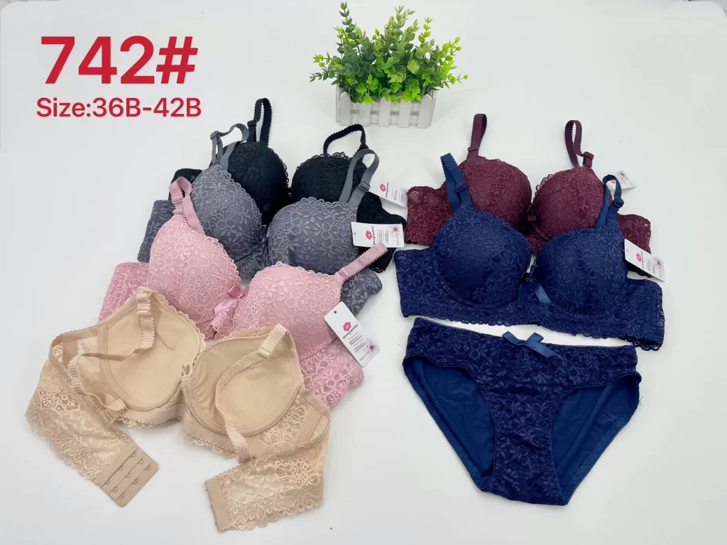 Wholesale Lace Trim Bra Set B Cup (742) - China lingerie manufacturer & supplier