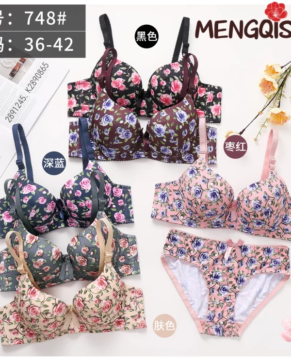 Wholesale Floral Print Bra Set B Cup (748) - China lingerie manufacturer & supplier